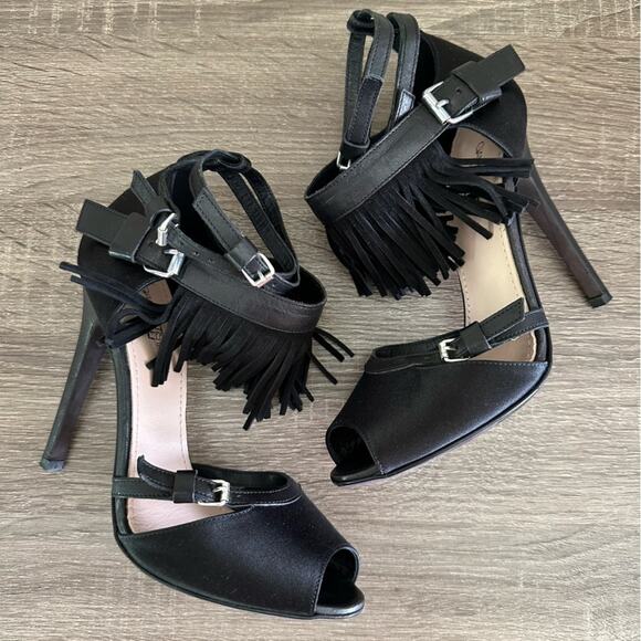 Giambattista Valli Revolve Leather Suede Fringe Ankle Strap Heels 6.5 Mobwife - Picture 5 of 15